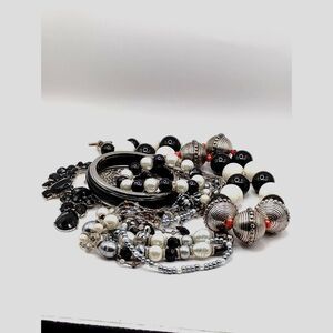 Vintage Handmade Necklaces, Bracelets of Lucite, Metals, Faux Stones 5 pc Set